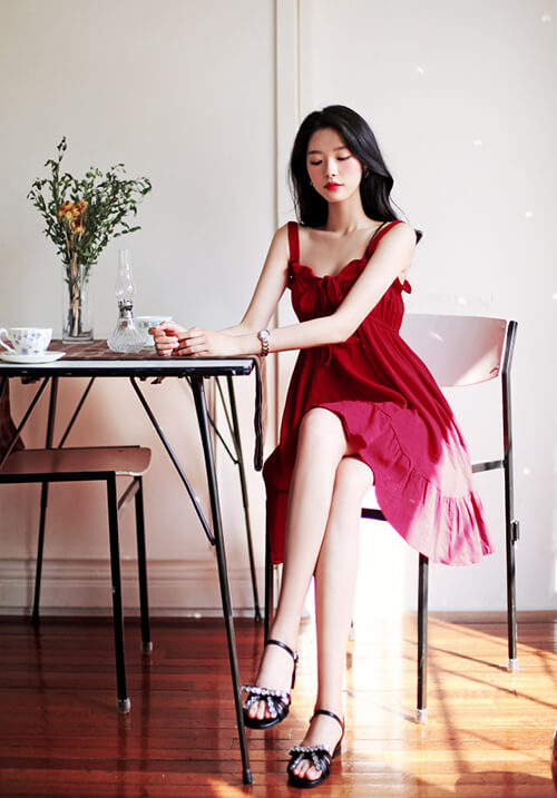 正韓 緞帶連身裙 - 4色可選 - 2019首爾夏季流行款