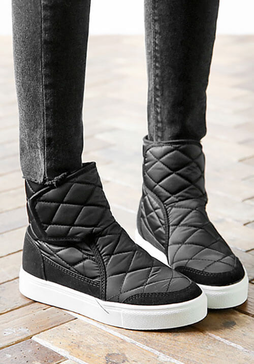正韓 質感雙材質麂皮菱格紋保暖靴 - 2色可選 增高3公分