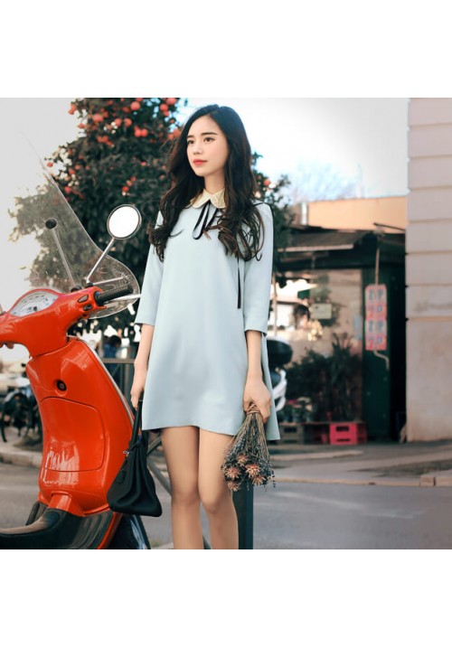韓國平價服飾 - 現貨 - 珍粉藍色連身裙
