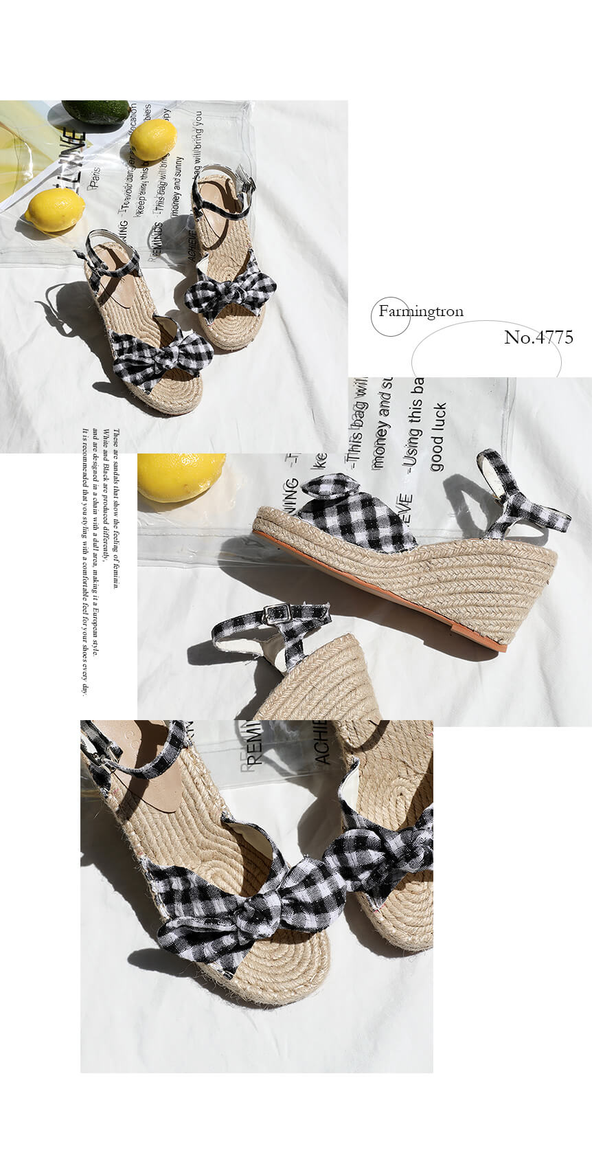 韓國平價服飾 帆布鞋楔形格紋涼鞋
