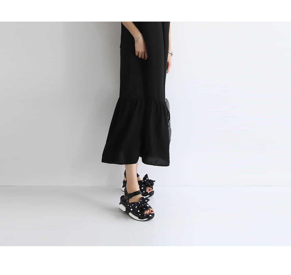 韓國平價服飾 點點絲帶平台涼鞋
